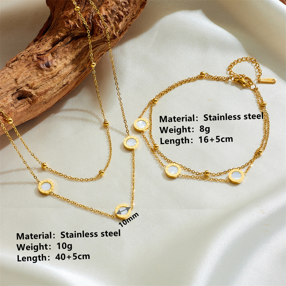 时尚钛钢四叶草双层手链项链套装 欧美不锈钢不掉色幸运项链手链详情8