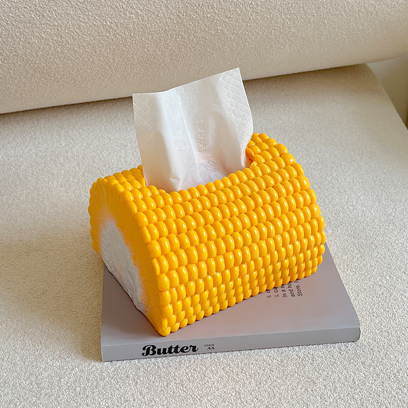 创意玉米纸盒客厅家用纸巾盒茶几桌面摆件个性小红书收纳盒同款详情6