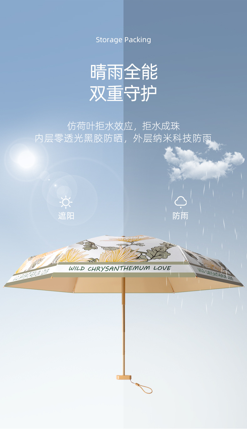 新款扁六折遮阳卡片伞彩胶伞小清新雨伞晴雨太阳伞口袋伞一件代发详情18