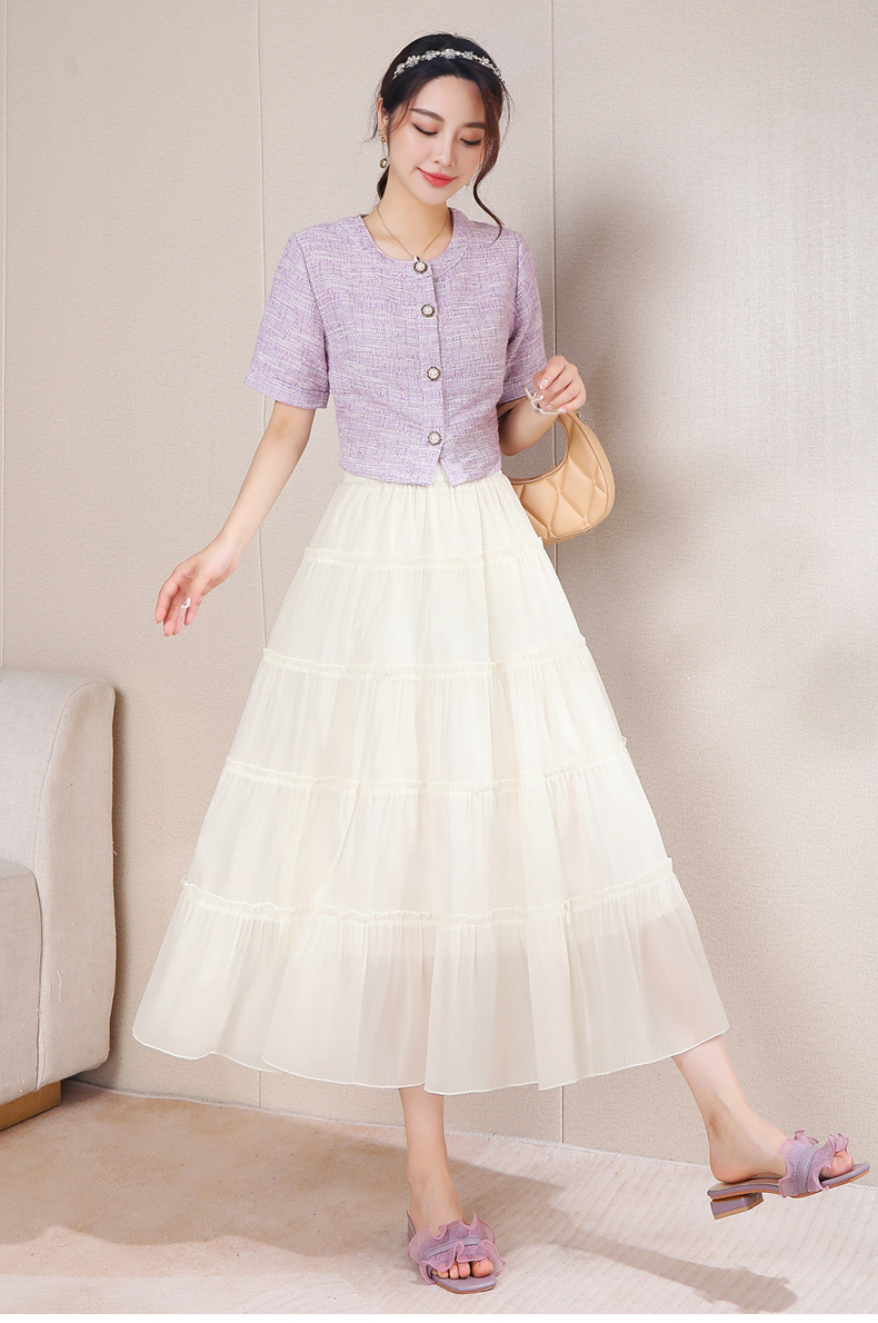 Fairy Forest style sweet pleated skirt 2024 new summer Design sense Light and thin skirt, fashionable high-waisted half skirt pic 23
