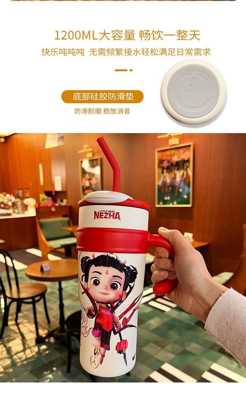 Taza de pajita con mango alto nivel de apariencia lindo 316 acero inoxidable de gran capacidad taza térmica nuevo estilo tazas al por mayor pic 8