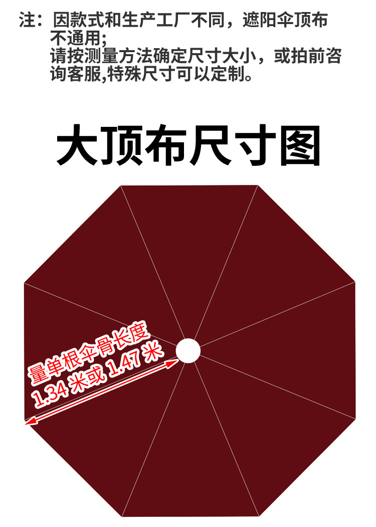 户外遮阳伞顶布圆形伞布防雨防晒顶棚布中柱伞布米香蕉伞布摆摊伞详情2