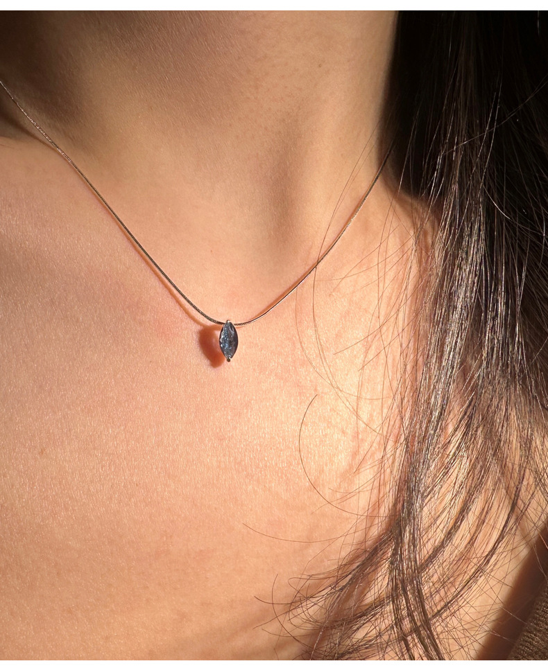 925纯银水滴锆石项链女韩国小众品牌SOUHAI宝石白银色锁骨链N0396详情2