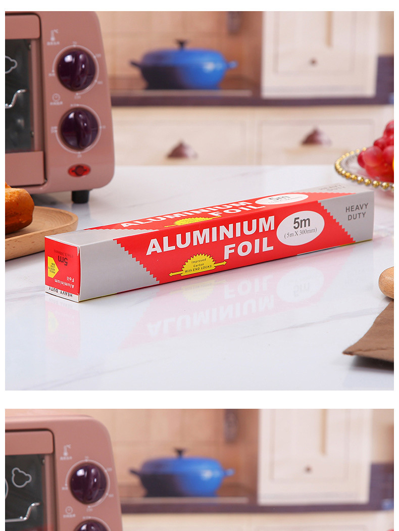 跨境加厚铝箔纸，烤箱空气炸锅家用烤肉烘焙纸 外贸英文盒装详情11