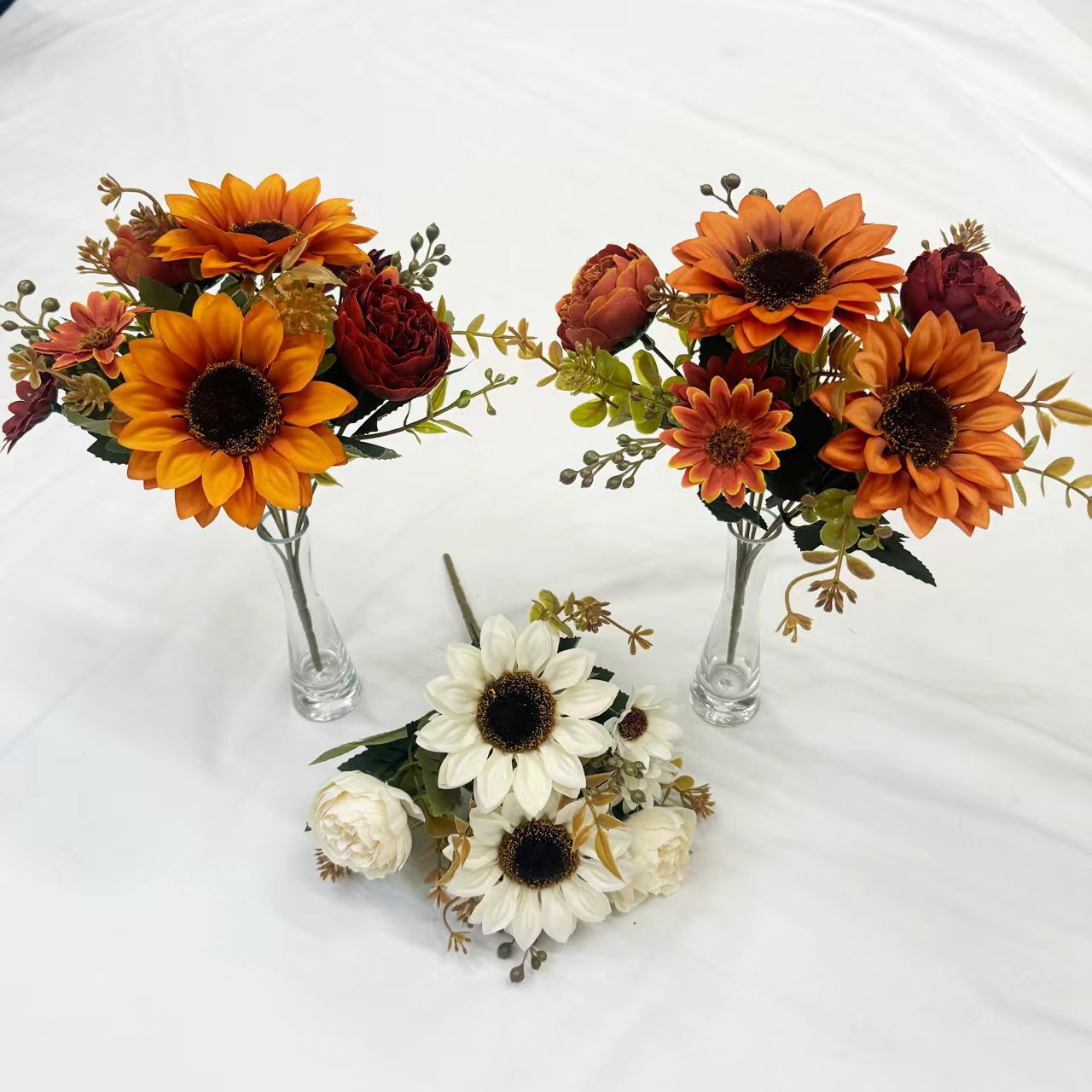 跨境仿真向日葵家居布置欧式太阳花丰收节仿真花束仿真牡丹批发详情5