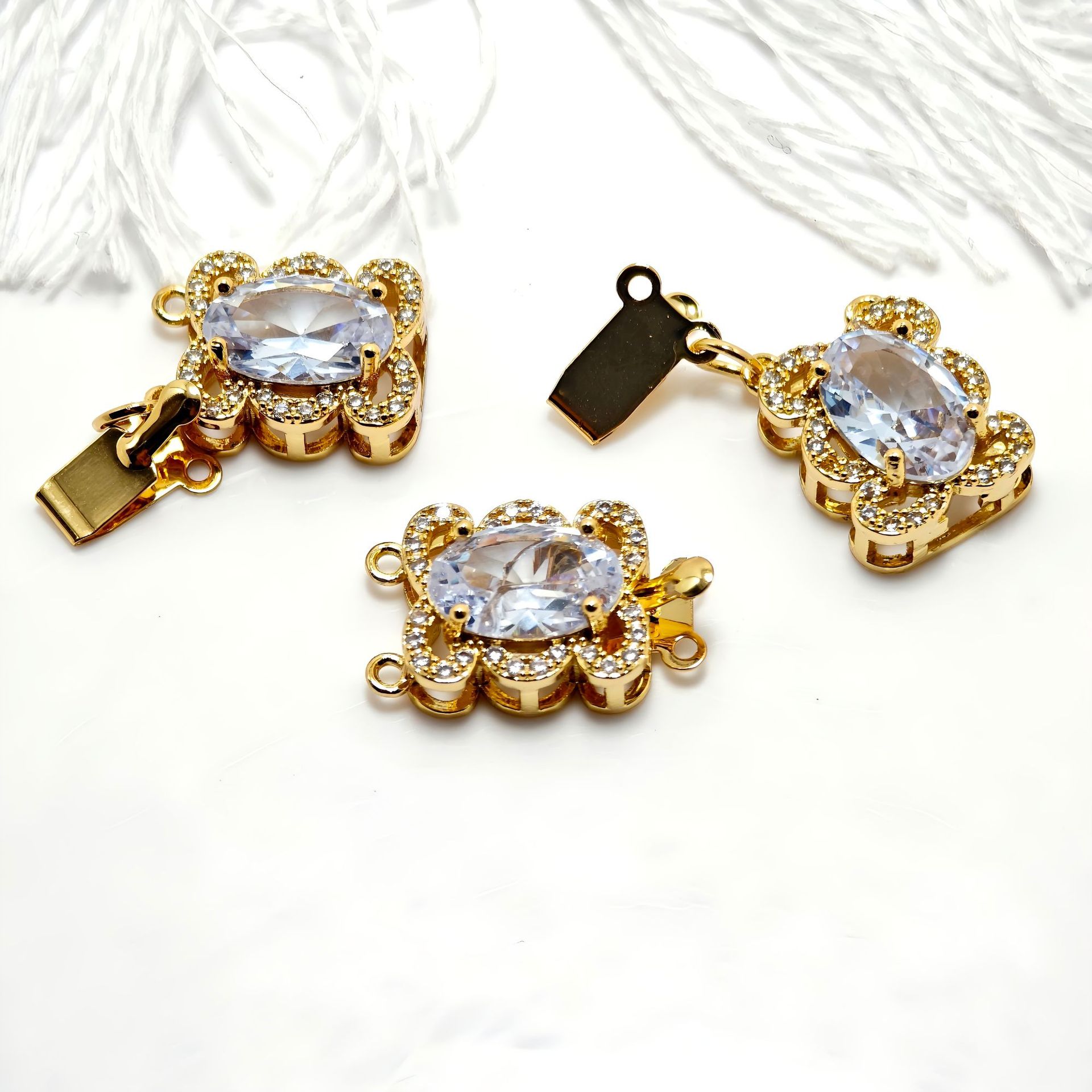 High color retention, real gold plating, double hanging, zirconium pearl buckle, pin, buckle necklace, connecting buckle head, DIY jewelry bracelet pic 27