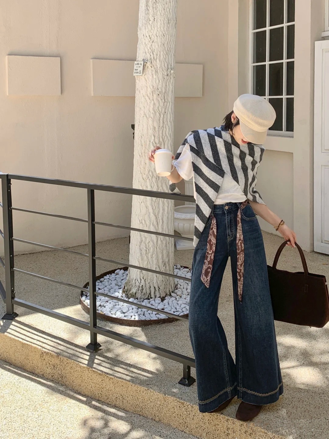复古高腰阔腿牛仔裤女夏季深蓝色水洗宽松显瘦垂感休闲大筒拖地裤详情7