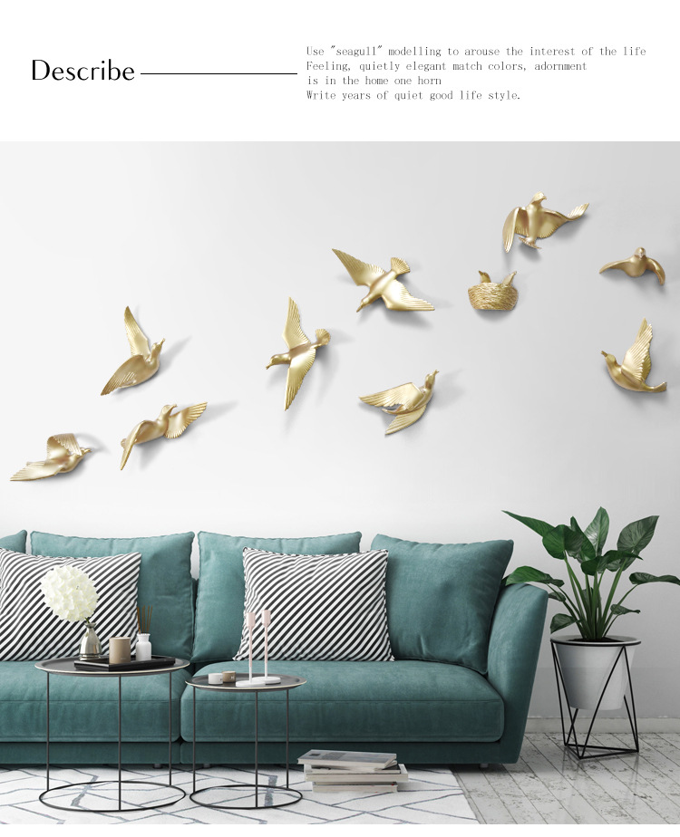 Cross-border supply of pigeon wall decorations, resin handicrafts, living room TV background wall decorations, soft furnishings, wall hangings pic 13