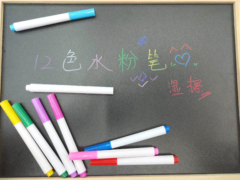 Qianhui Custom LOGO dust-free water-soluble chalk lamp board pen Fluorescent board white blackboard 12-color erasable chalk pic 6