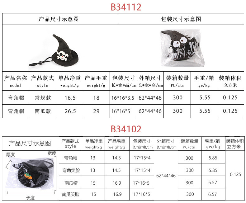 Z跨境新款热销万圣节系列宠物帽子项圈创意设计多款式可选择装饰详情6