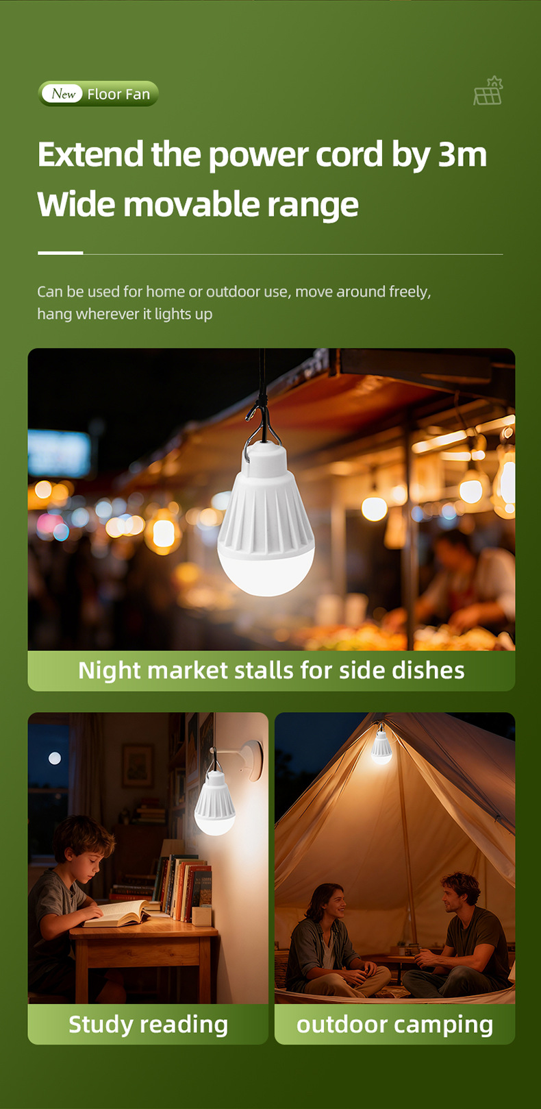 新款家用露营可伸缩落地扇USB桌面大风力循环扇办公室台式立式电详情10