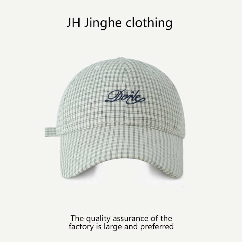 Spring and summer new baseball cap with letter-embroidered check pattern, Korean-style fashionable retro casual outdoor sunshade baseball cap pic 6