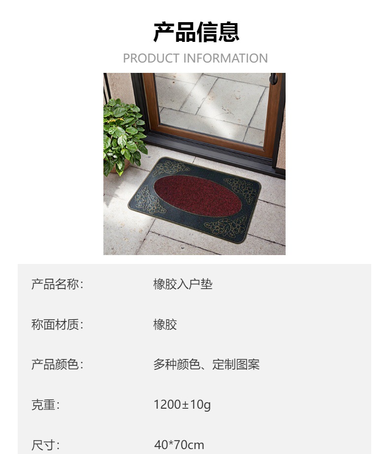Rubber floor MATS, door MATS, entrance door carpets, anti-slip foot MATS, European, Chinese, Nordic style, wear-resistant and dirt-resistant carpets pic 1
