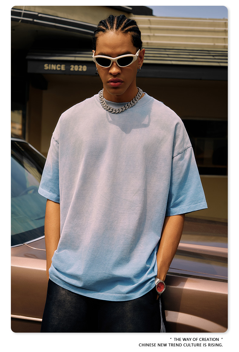 BE男装2025春夏新款纯棉水洗做旧t恤男街头潮牌巴家重磅短袖t恤男详情34