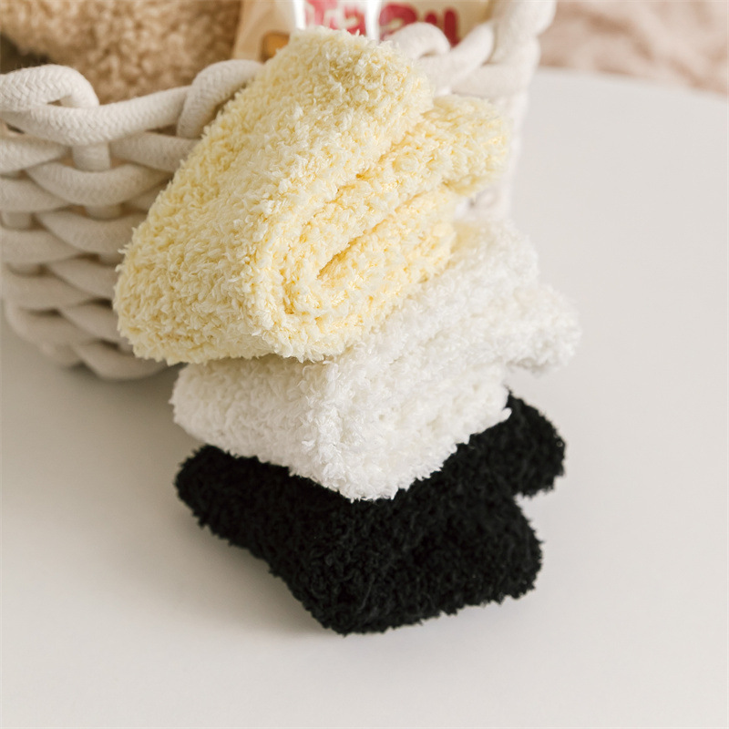 冬季珊瑚绒地板袜儿童袜子加厚保暖脚底点胶防滑中筒童袜宝宝袜子详情8