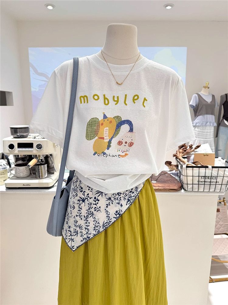 夏季新款宽松显瘦短袖韩系百搭卡通减龄印花打底衫薄款T恤女上衣详情2