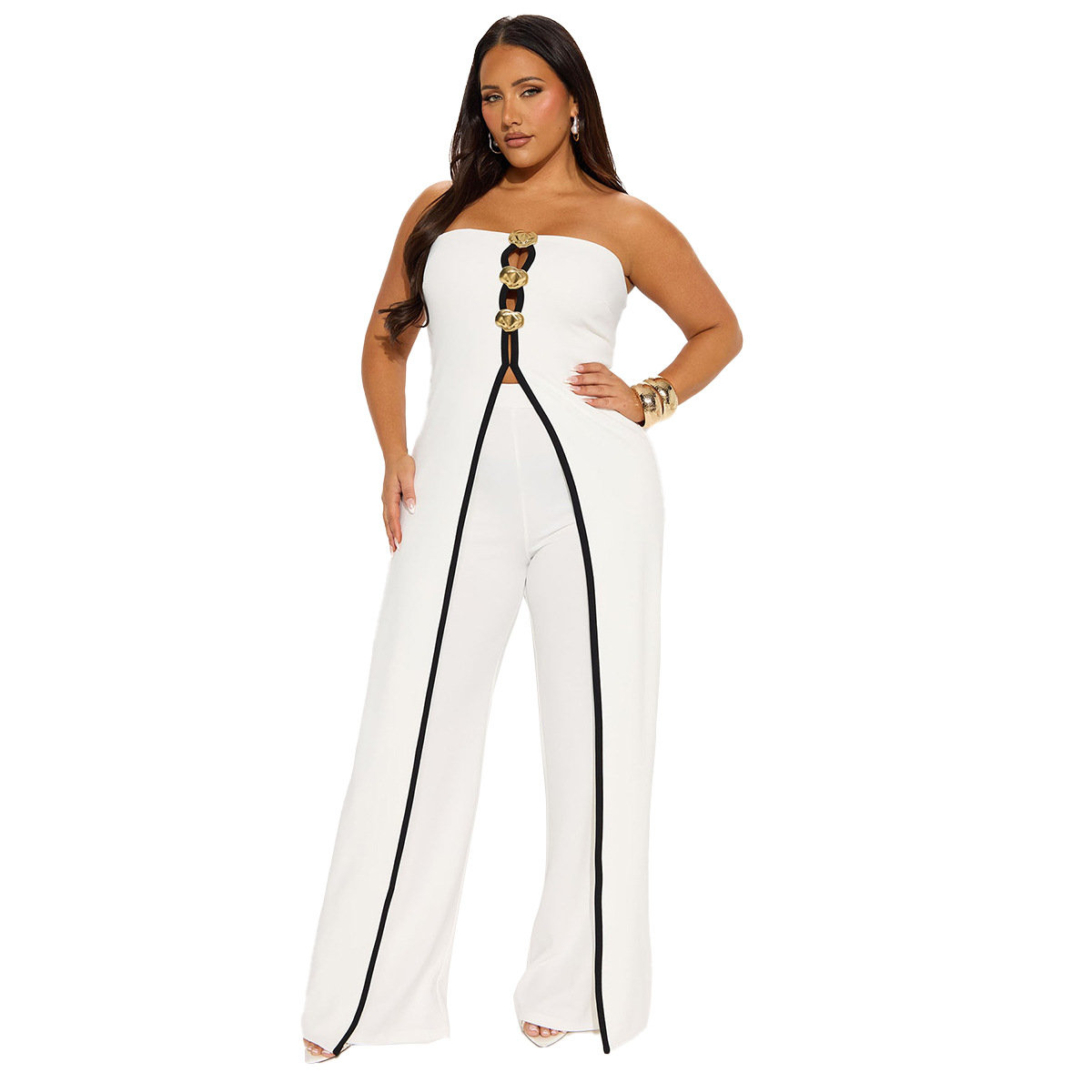 ZY6190 Amazon Independent store strapless false two-piece elegantly designed jumpsuit New partyjumpsuit pic 31
