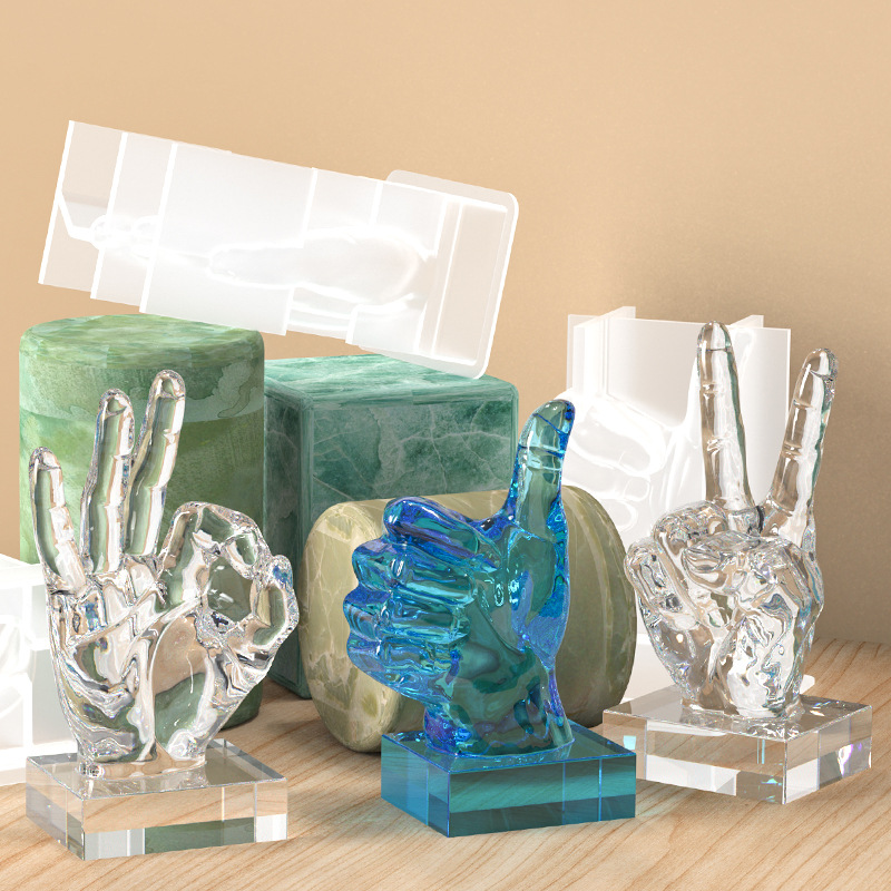 diy crystal resin mold of poppy, OK thumb scissors hand gesture, candle silicone mold pic 10