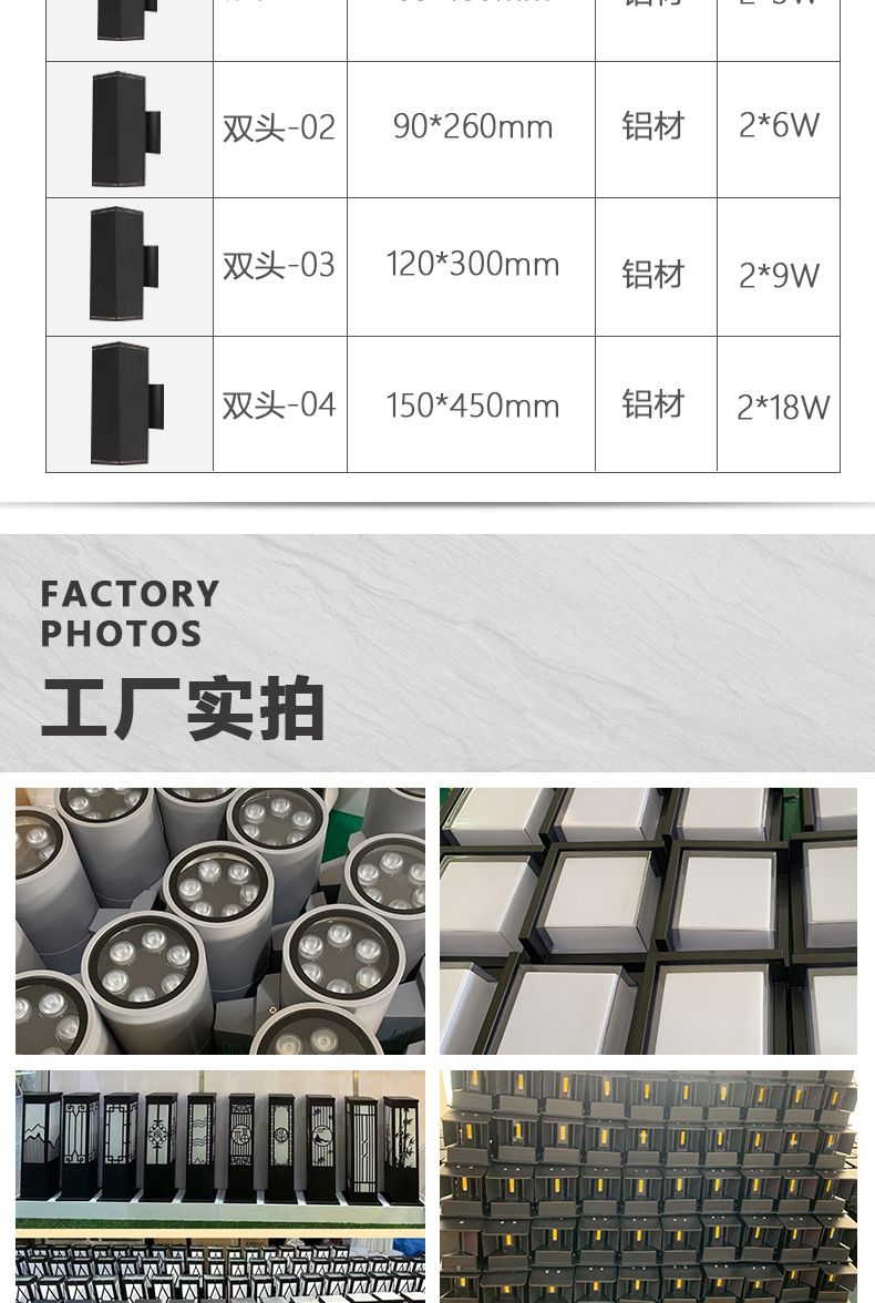 LED户外防水方形壁灯上下照射灯过道走廊围墙灯E27灯头单双头壁灯详情12