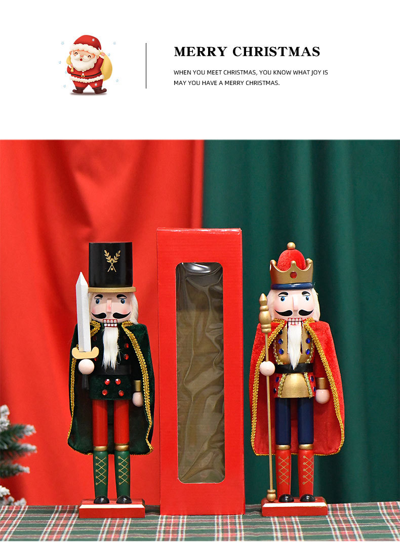 New mixed batch 38CM European-style cape Christmas hotel decoration item, holiday gift Nutcracker puppet figure pic 4