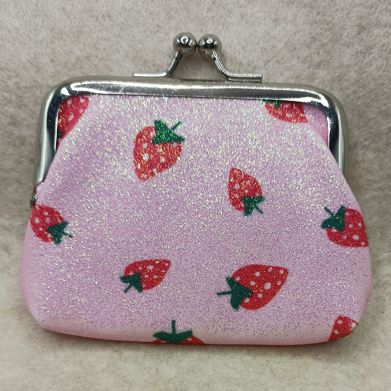 新款 3寸格利特金粉 印花草莓零钱包硬币包 手拿短款口红收纳包详情6
