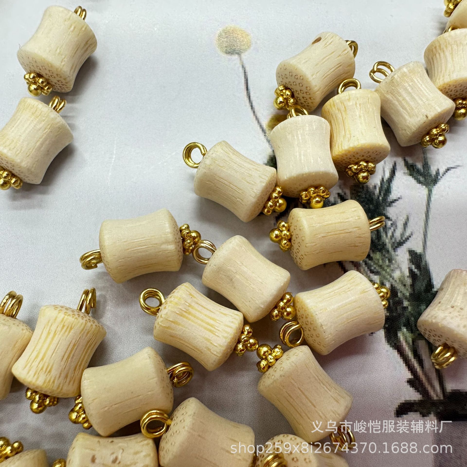 DIY服饰配件 中式环保竹鼓珠花托纽扣 旗袍马甲盘扣 唐装汉服扣子 复古衬衫钮扣 精致细腻手工艺品详情9