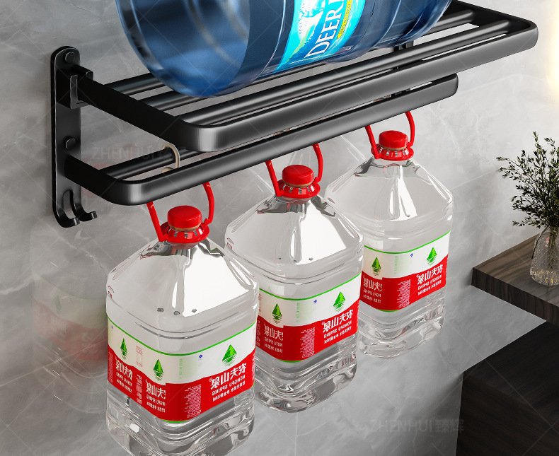 Bathroom storage rack, perforation-free space aluminum towel rack, toilet and bathroom storage, bath towel rack, bathroom hardware hangers pic 4