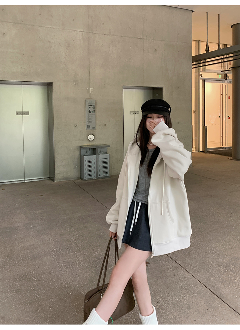 鸿衫重磅卫衣女高级感欧版卫衣开衫春秋宽松显瘦情侣连帽卫衣外套详情39
