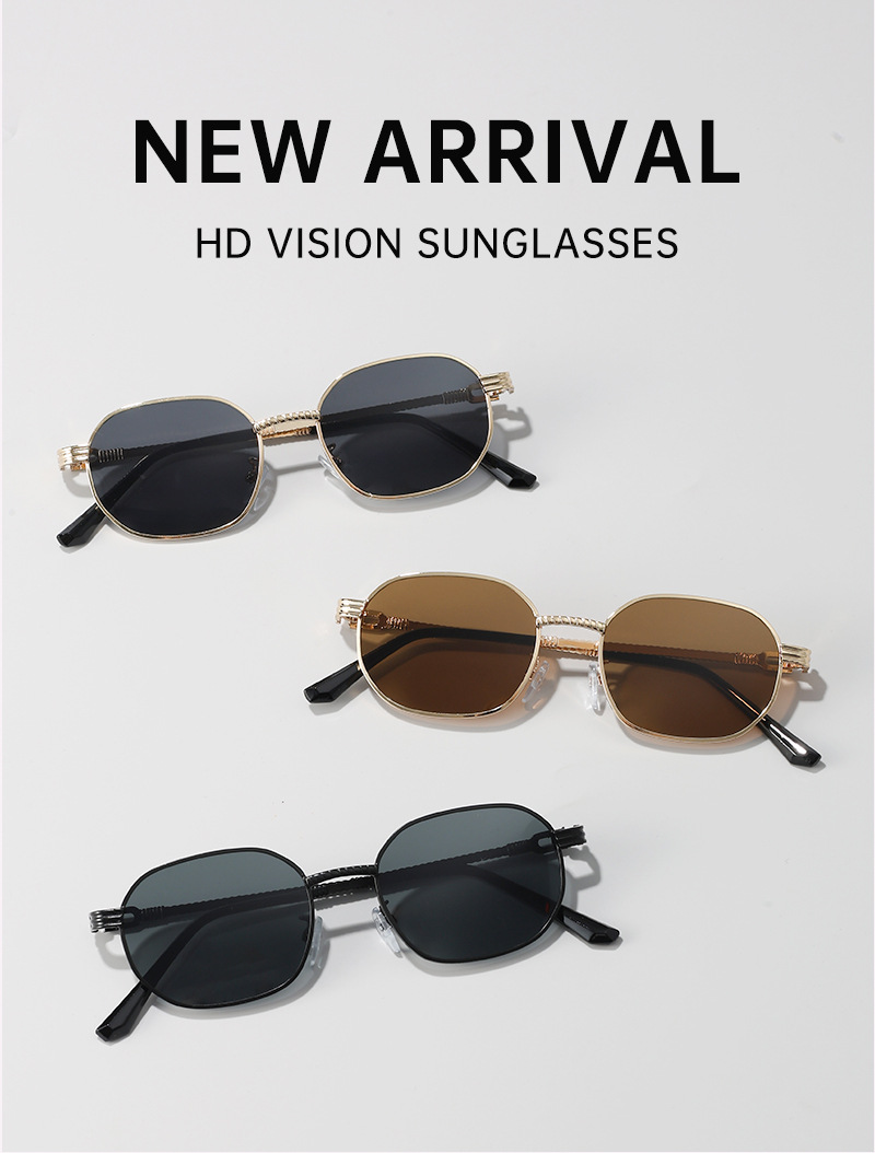 气质金属墨镜女新款复古方形高级感男太阳眼镜茶色显瘦圆脸太阳镜详情5