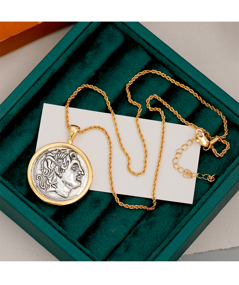Hyacinth antigua roma atenea colgante helios collar luz lujo nichos monedas antiguas monedas de oro suéter cadenas hombres y mujeres pic 6