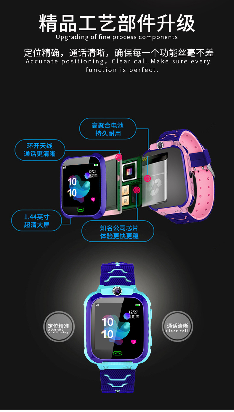 跨境5代Q12儿童电话手表定位防水拍照相智能手表六代手表外贸Q19详情14