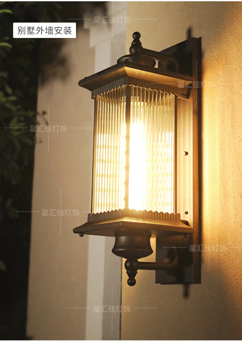 Modern Chinese-style outdoor wall lamps with waterproof features for villas, courtyards, retro outdoor balconies, and columns on both sides of the main entrance pic 11