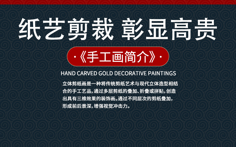 国潮新中式福禄吉祥3D立体diy剪纸画高颜值新年喜庆相框摆件送礼详情3