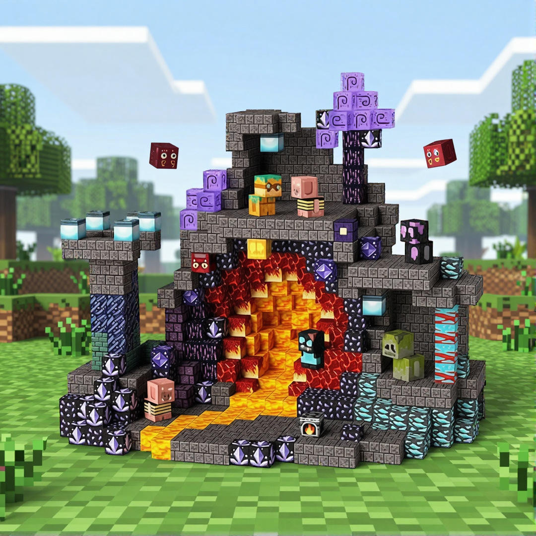 跨境我的磁力世界游戏场景磁吸拼装积木 磁力方块积木搭建玩具详情6