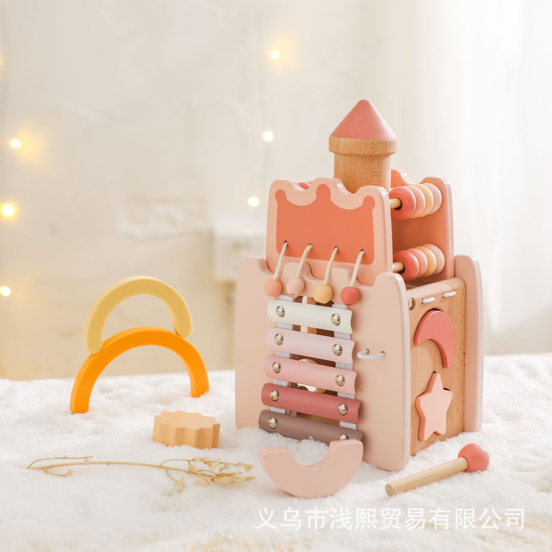木质卡通儿童早教城堡小公主早教益智多功能玩具敲琴配对拼插玩具详情27
