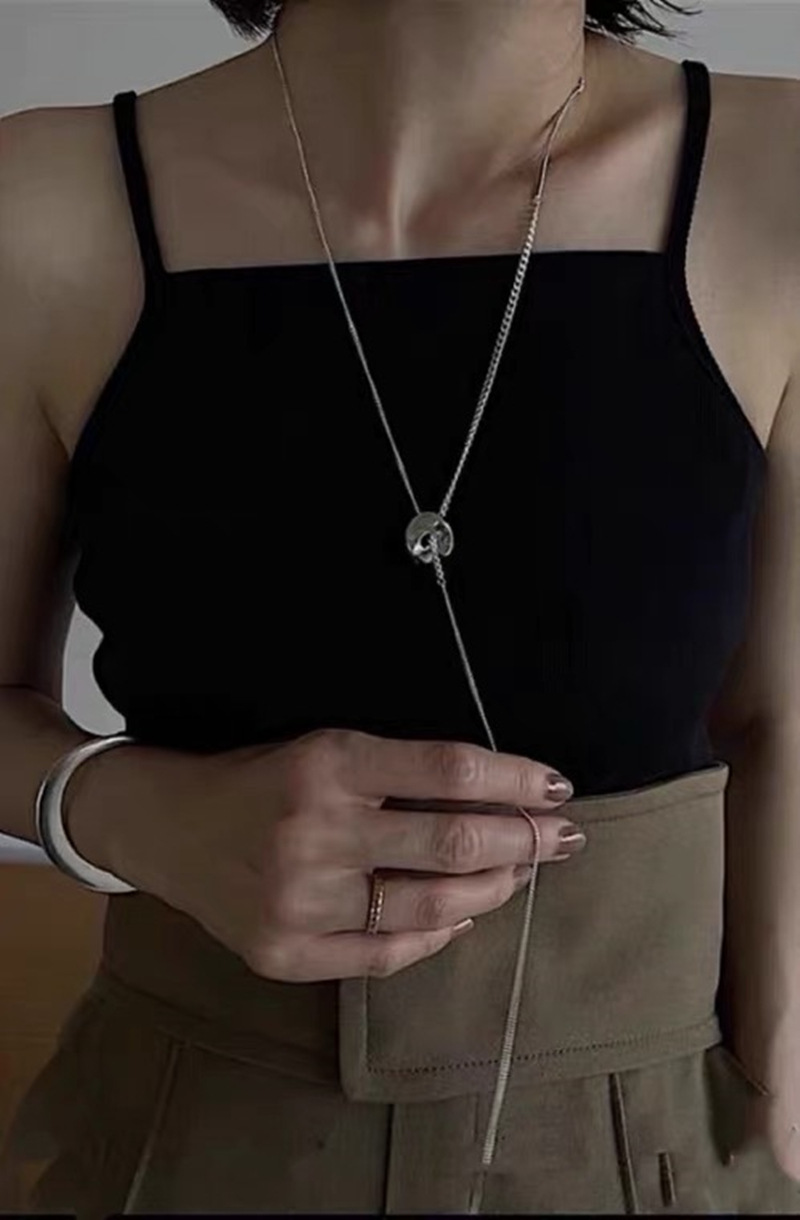 日系小众设计松本惠奈联名款金银拼色OT扣项链双层两用毛衣链女详情8