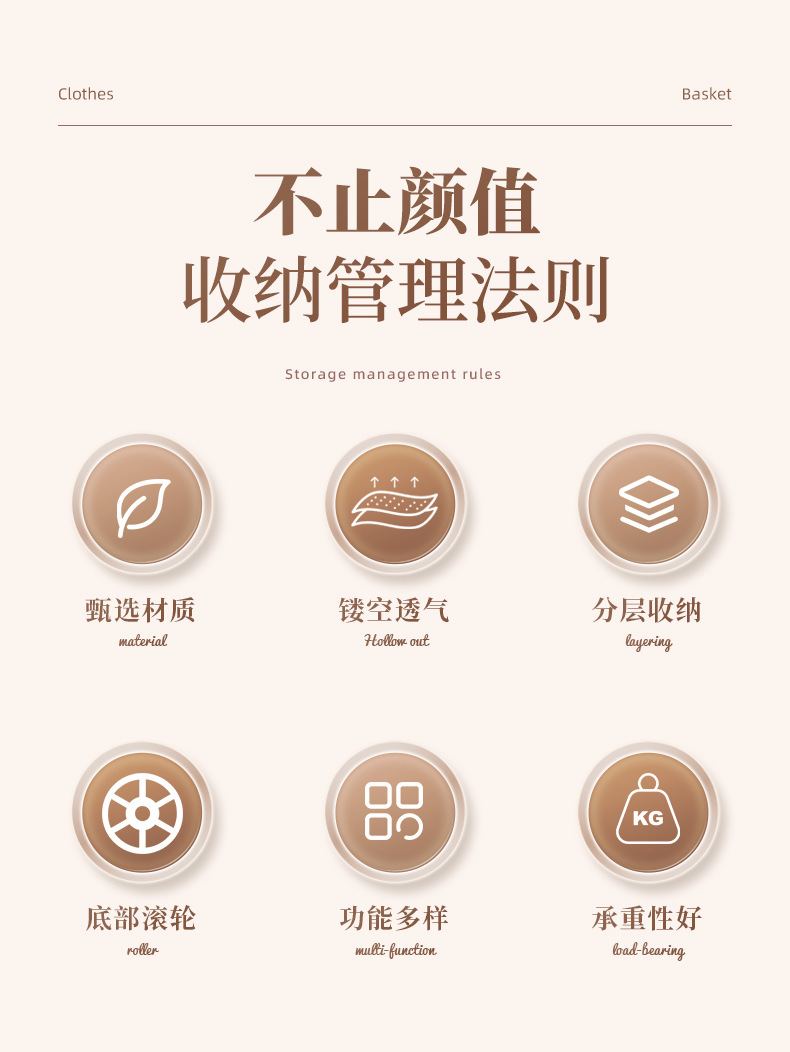 脏衣篓可折叠家用卫生间浴室3层大容量洗衣篮子脏衣篮推车收纳详情2