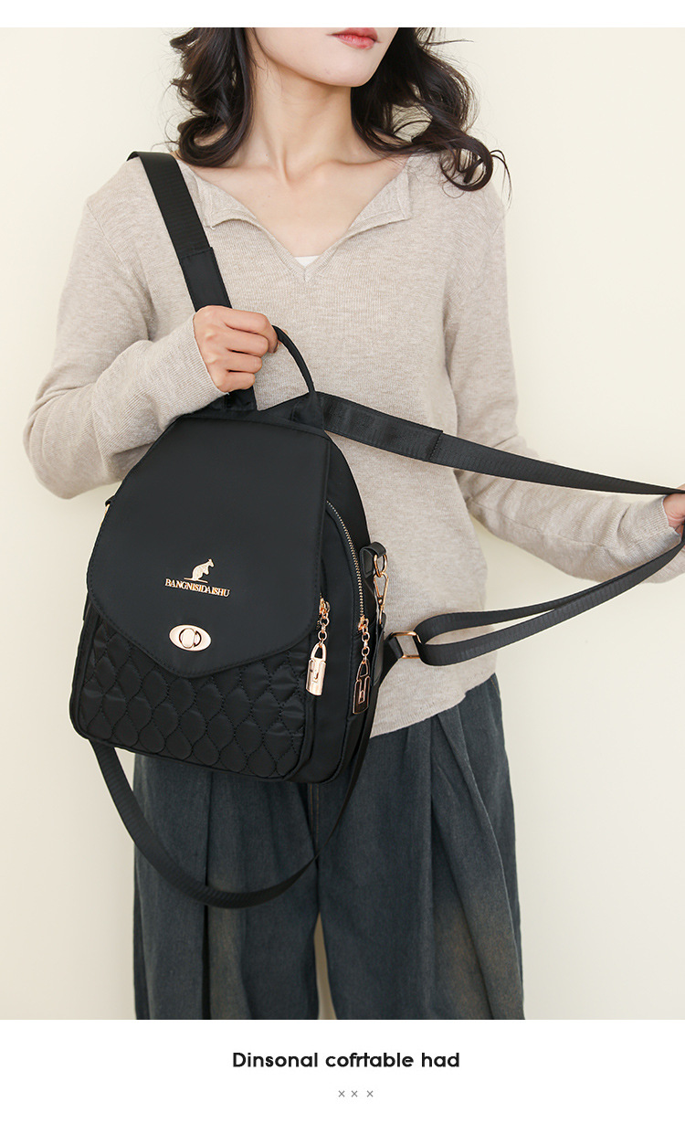 新款高档袋鼠牛津布双肩包女旅行外出中年妈咪双肩背绣线多用背包详情15