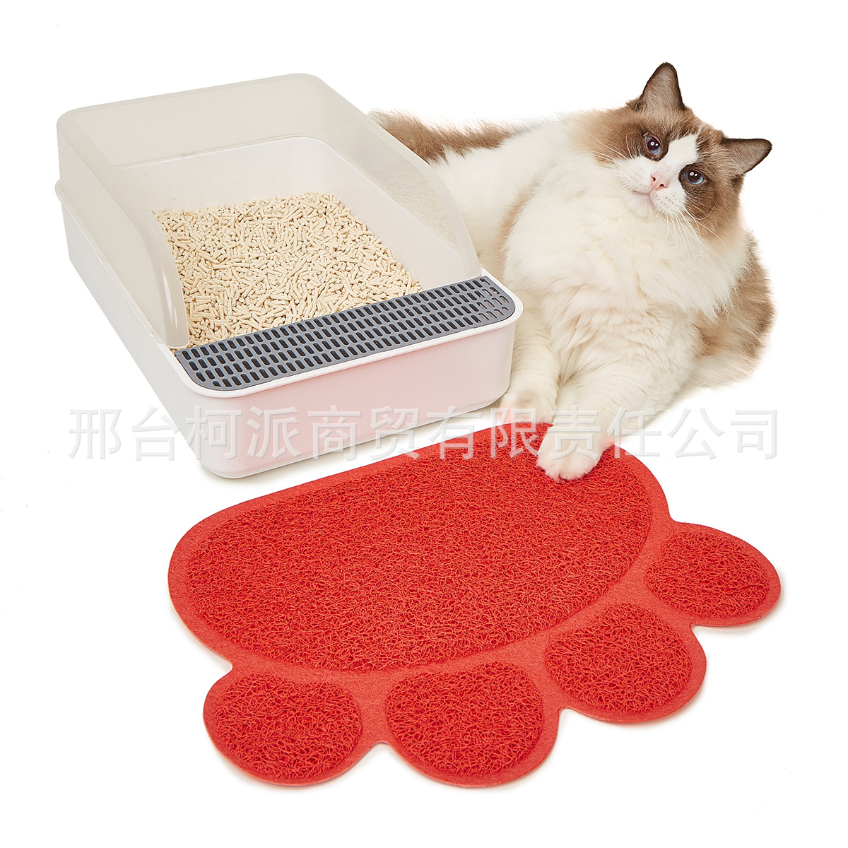 宠物用品供应 PVC猫砂垫 可爱猫头图案塑料地垫 宠物脚垫 猫厕所垫 清洁方便地垫详情11