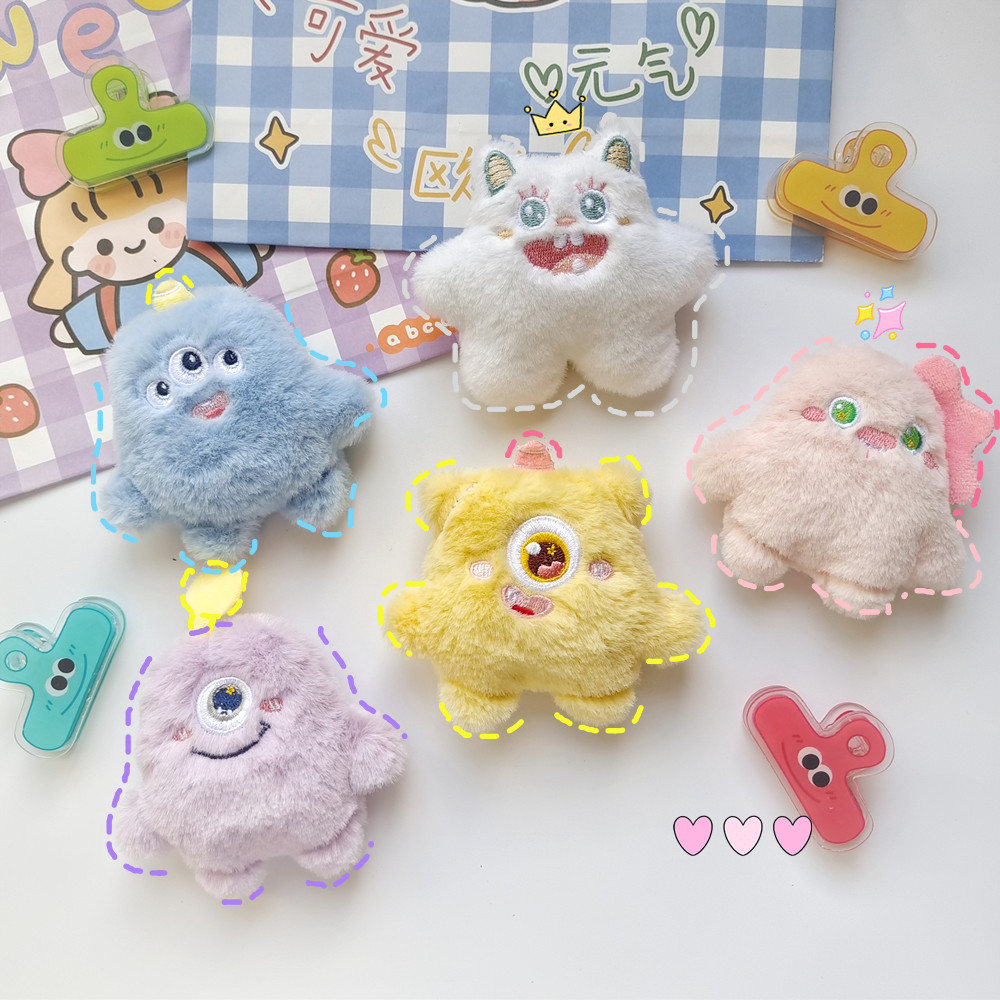 The same style of plush toy on Xiaohongshu, one-eyed little monster, three-eyed cute monster bag, key pendant, adorable doll brooch pic 8