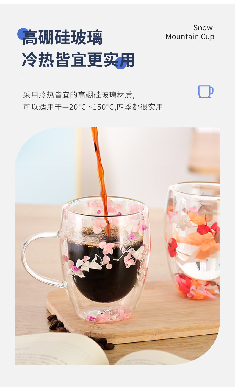新款双层玻璃杯  高硼硅玻璃高颜值多款式玻璃杯牛奶咖啡饮料杯详情7