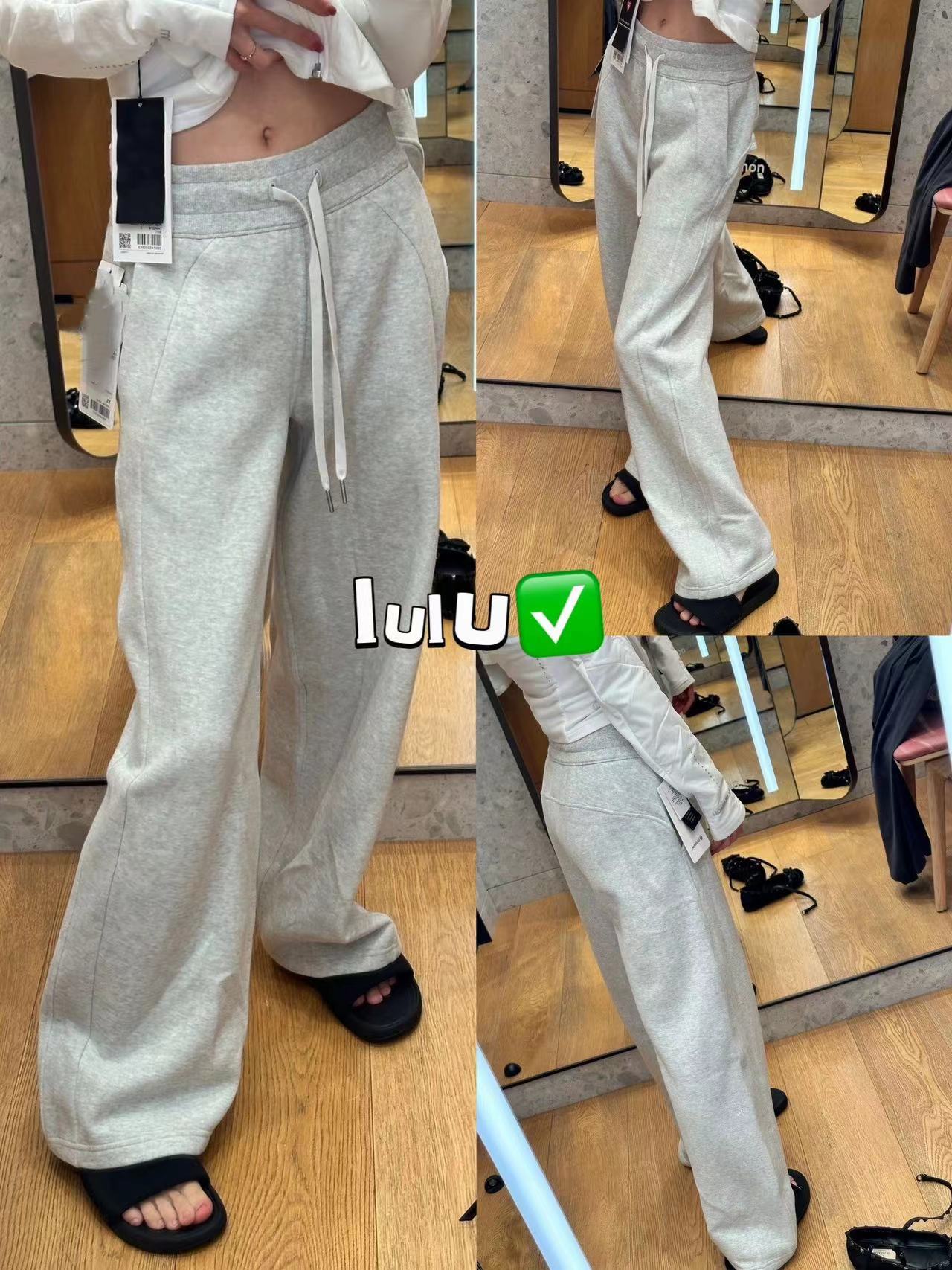lulu卫裤女2024春秋新款瑜珈裤微喇直筒百搭高腰显瘦运动休闲裤子详情2