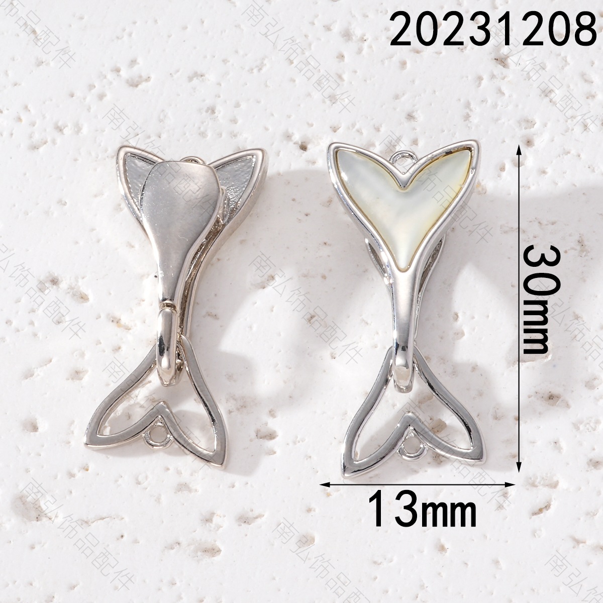 Copper-plated real gold color retention, white shell beauty fishtail necklace, ot buckle pendant, DIY high-end pendant accessory pic 5