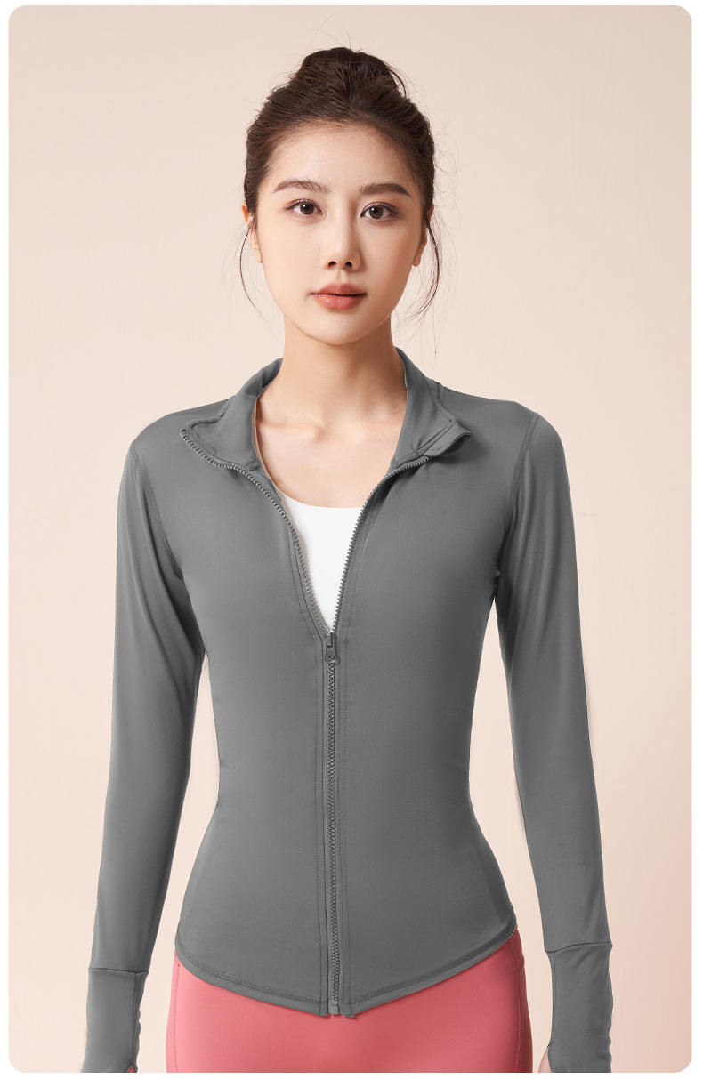 Juyitang Summer Yoga Coat, seamless stand-up collar stretch sports coat, stretch outdoor sports top pic 17