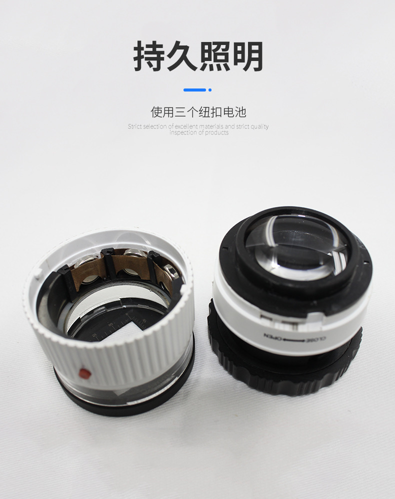 Round barrel cloth mirror LED banknote detector lamp 30X with scale portable cloth mirror cylindrical magnifying glass TH-9006B pic 2
