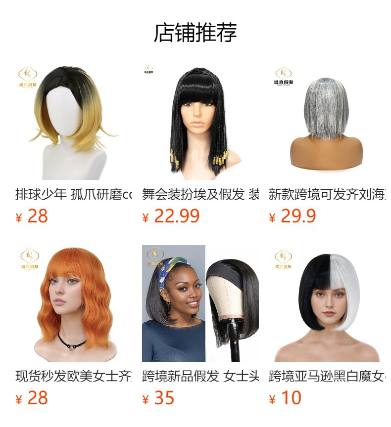 新款多彩波波头假发头套齐刘海逼真学生短直发cosplay万圣节派对装扮详情1