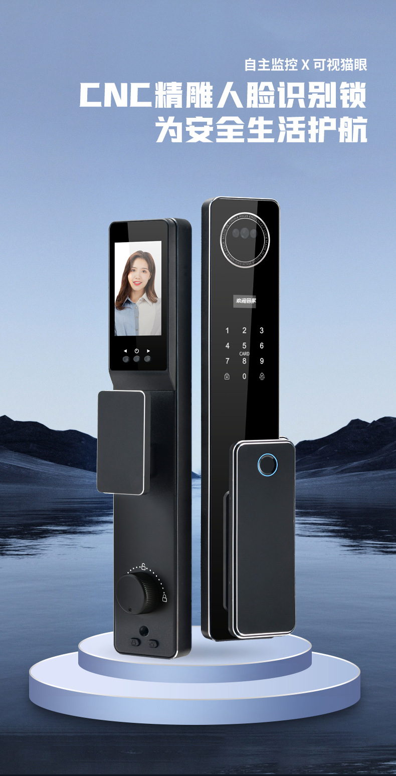 Fully automatic fingerprint lock, household security door, facial recognition smart door lock, graffiti door lock, visual cat eye, electronic password pic 1