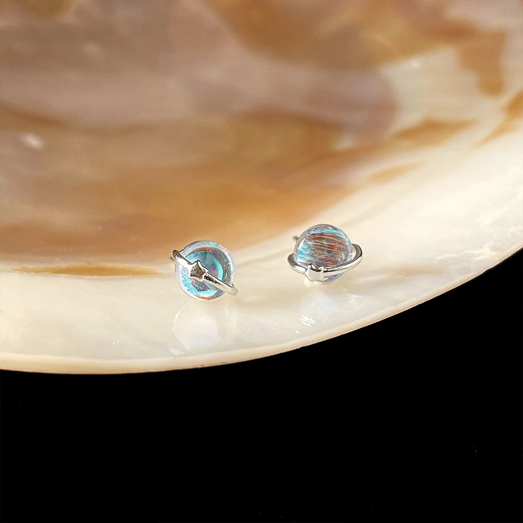 Mini ~ Iridescent Star Ball! 925 Silver Needle Personalized, small, simple and versatile stud earrings, creative earrings factory accessories pic 5