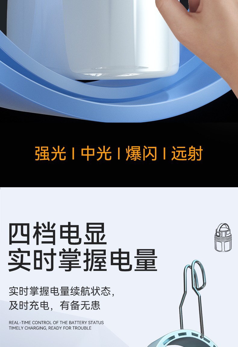 沃尔森厂家EB05挂灯地摊灯太阳能充电户外帐篷野营地灯停电露营灯详情14