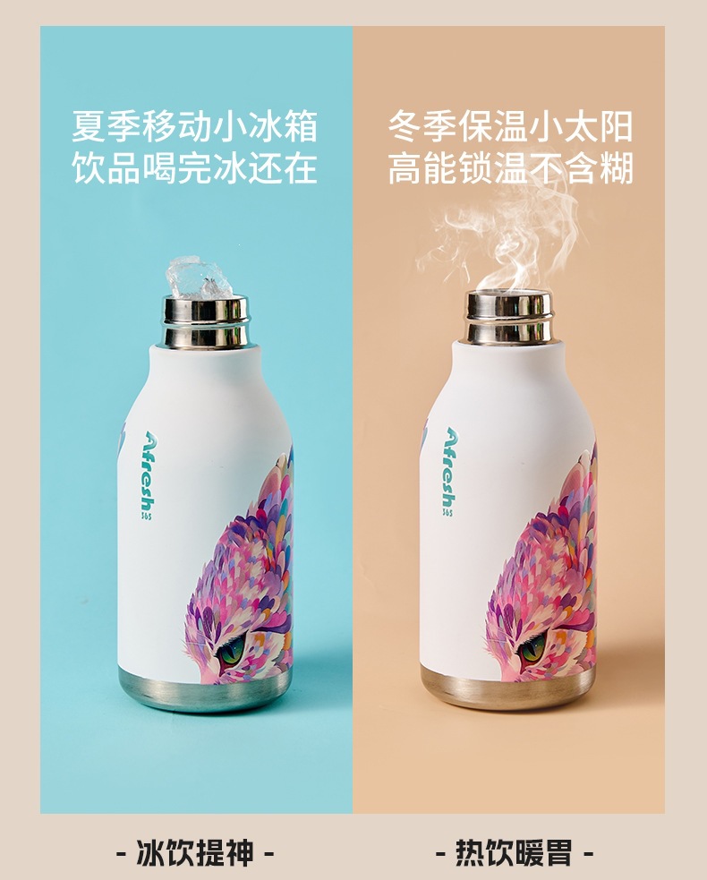 跨境新款TK亚马逊热卖创意可爱卡通公仔国潮儿童女生吸管保温杯仿真动物杯不锈钢杯双层真空316内胆保温保冷保冷详情6